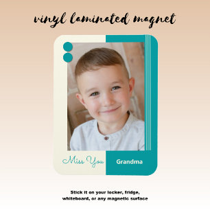 Cream and turquoise miss you grandma photo magnet