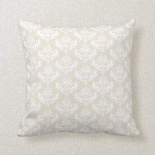 Cream and white damask pillow