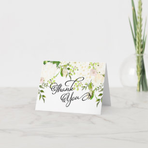 Cream and white hydrangea Floral thank you card