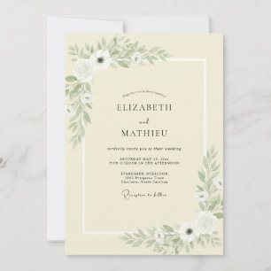 Cream Anemone Petal Wedding Invitation