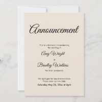 Cream Announcement Postponed Wedding Card