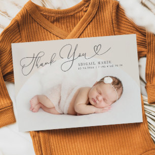 Cream Arch Frame Thank Yoy Birth Announcement