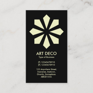 Cream Art Deco Flower Star - Black Business Card