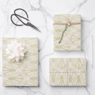 Cream Art Deco Wrapping Paper Sheet