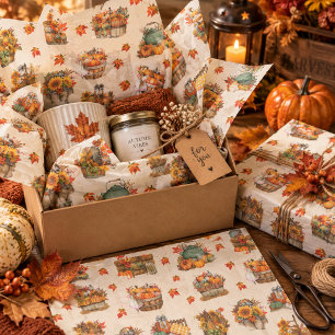 Cream Autumn Harvest Pumpkin Sunflower Tissue Paper