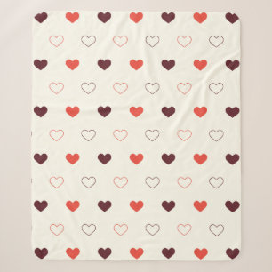 Cream Background with Red & Burgundy Hearts Sherpa Blanket