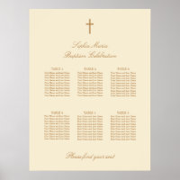 Cream Beige 6 Table Baptism Seating Chart Poster