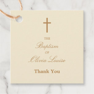 Cream Beige Baptism Thank You Favour Tags
