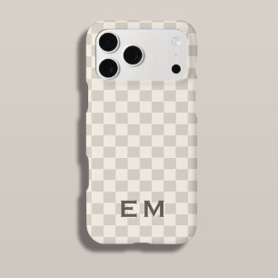 Cream Beige Checkerboard Checker Monogram
