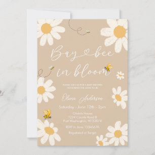Cream Beige Daisy Bay Bee Baby Shower Invitation