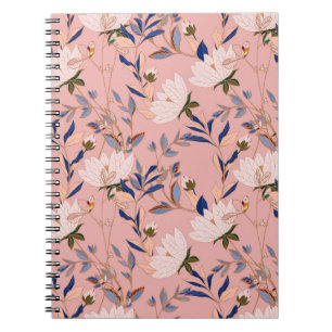 Cream Beige Lilies: Pink Seamless Background Notebook