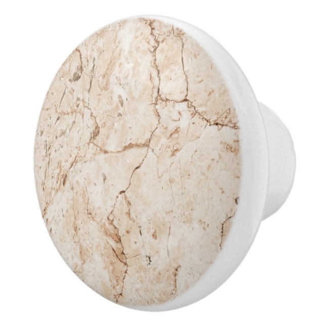 Cream Beige Marbled Ceramic Knob (Right)