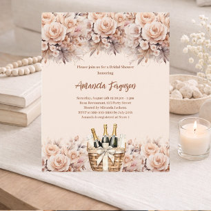 Cream beige rose bubbly Bridal Shower invivitation