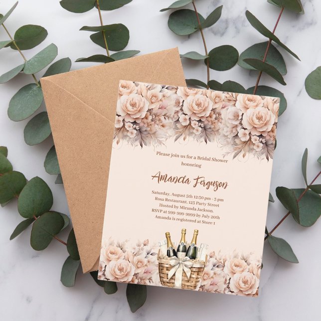 Cream beige rose bubbly Bridal Shower invivitation (Creator Uploaded)