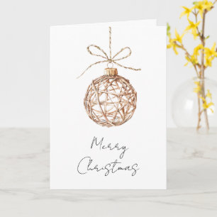 Cream Beige Round Ornaments Christmas Card