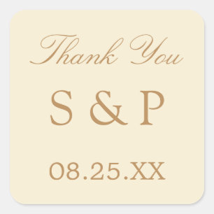 Cream Beige Wedding Favour Thank You Sticker