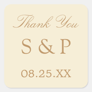 Cream Beige Wedding Favour Thank You Sticker