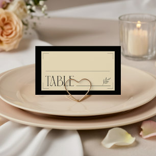 Cream Black Art Deco Sophisticated Botanical  Place Card