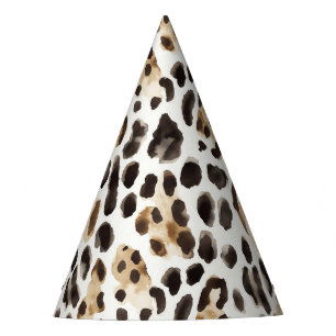 Cream Black Brown Leopard Animal Birthday Party Hat