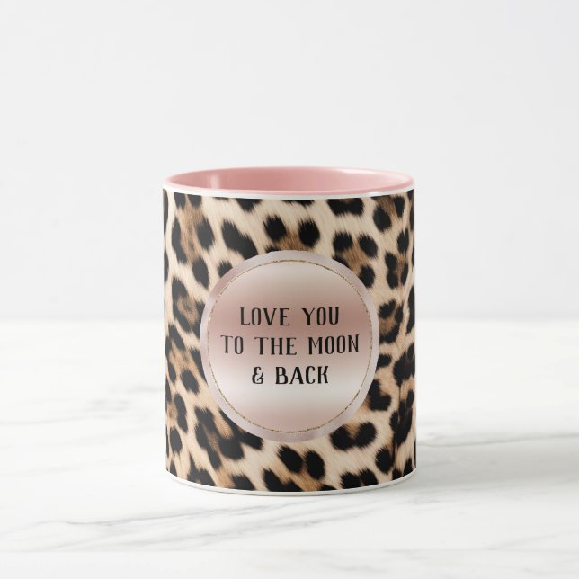 Cream Black Brown Leopard Blush Pink  Mug (Center)