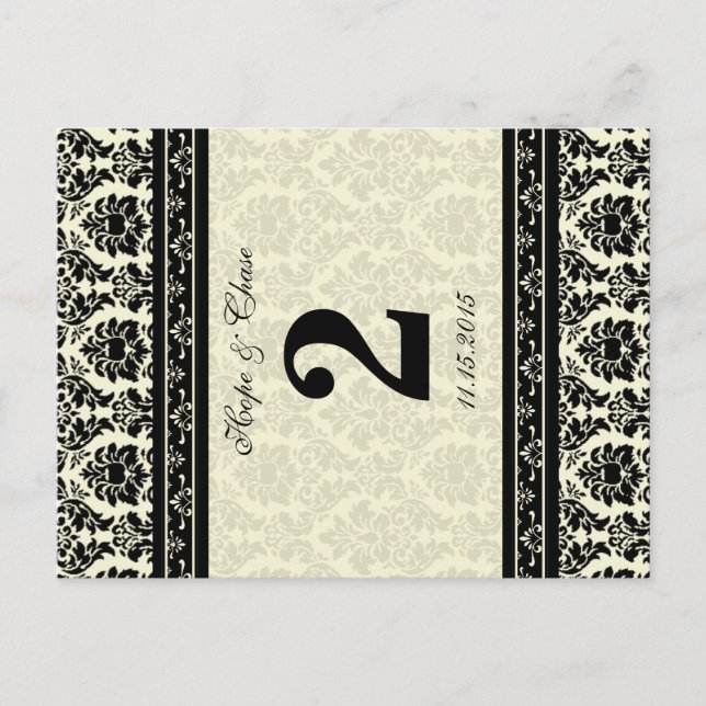 Cream & Black Damask Postcard (Front)
