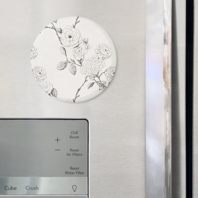 Cream Black Fall Flowers Magnet (In Situ (Fridge))