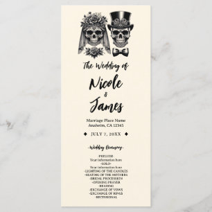 Cream Black & Gold Vintage Skeleton Wedding  Programme