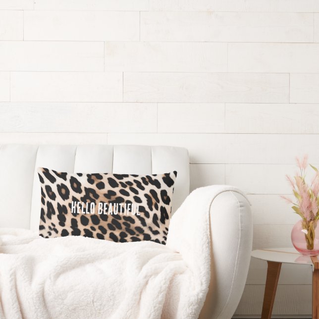 Cream Black Leopard     Lumbar Cushion (Couch)