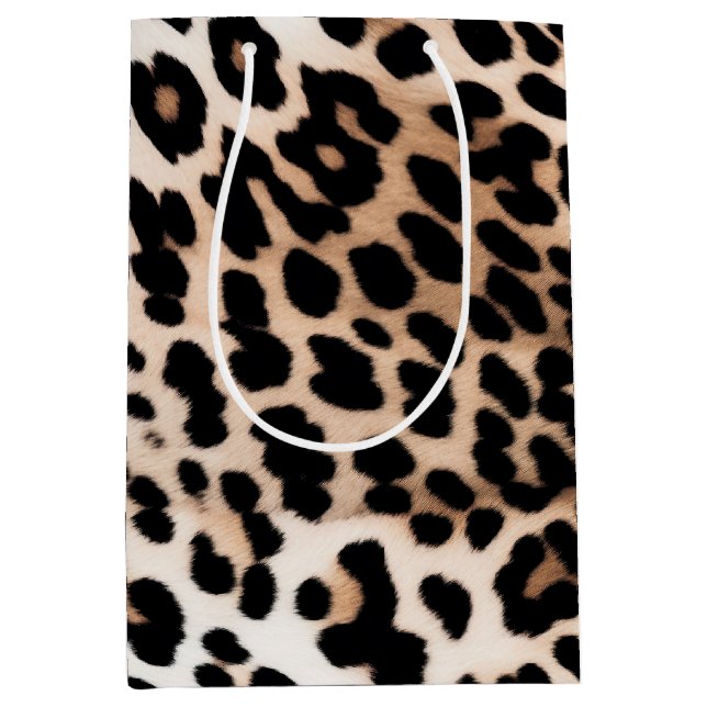 Cream Black Leopard     Medium Gift Bag (Front)