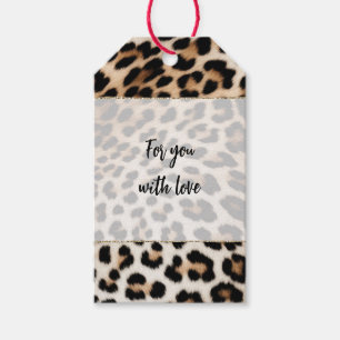 Cream Black Leopard Print Gift Tags