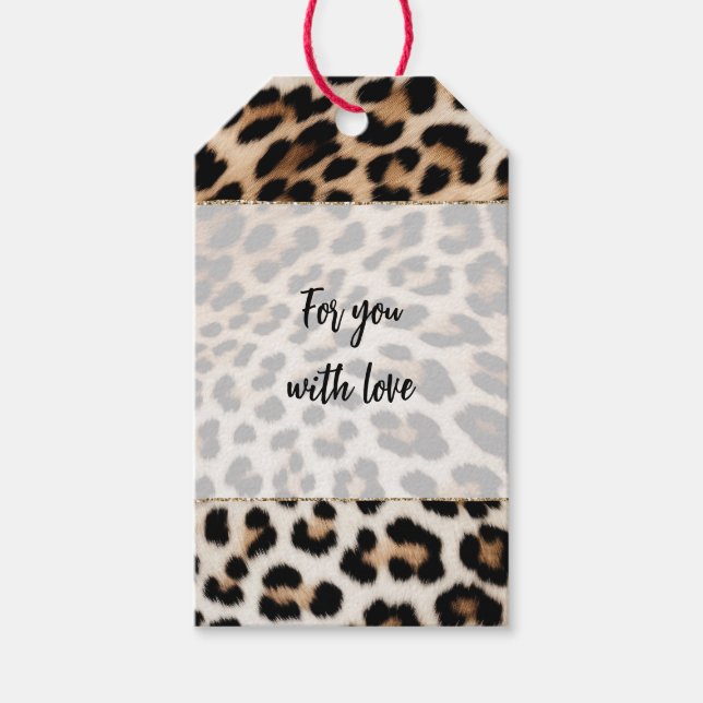 Cream Black Leopard Print Gift Tags (Front)