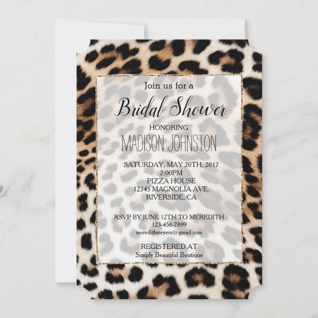 Cream Black Leopard Print Invitation (Front)
