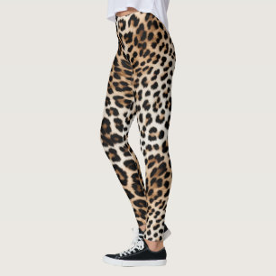 Cream Black Leopard Print Leggings