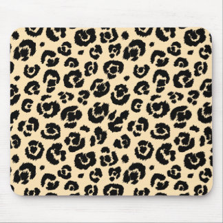 Cream Black Leopard Print Mouse Pad