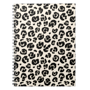 Cream Black Leopard Print Spiral Notebook