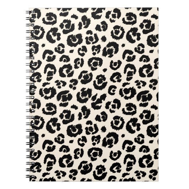 Cream Black Leopard Print Spiral Notebook (Front)