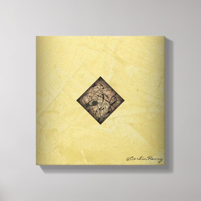 Cream & Black Modern Canvas Art — Pollock Style (Front)