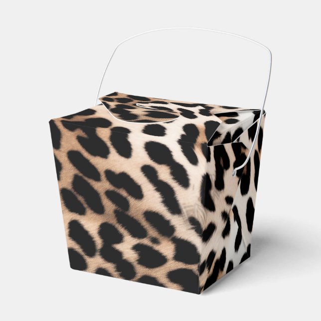 Cream Black Peach Leopard Wedding Favour Box (Front Side)