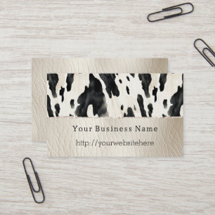 Cream Black Southwest Cow Print Business Card