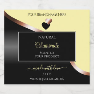 Cream Black Wavy Rose Gold Hearts Product Labels