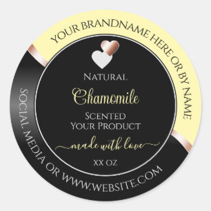 Cream Black Wavy Rose Gold Hearts Product Labels