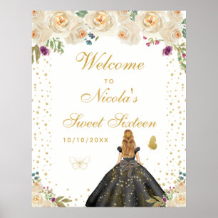 Cream Blonde Hair Girl Sweet Sixteen Welcome Poster