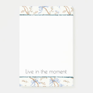 Cream Blue Bows Floral Post-it Notes