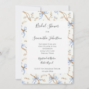 Cream Blue Bows Invitation
