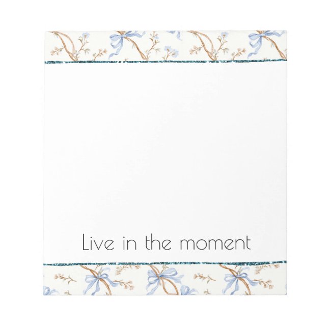 Cream Blue Bows Notepad (Front)