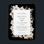 Cream, Blush, Black Watercolor Flowers Wedding Magnet<br><div class="desc">Cream and Blush Watercolor Flowers Wedding  on dark</div>