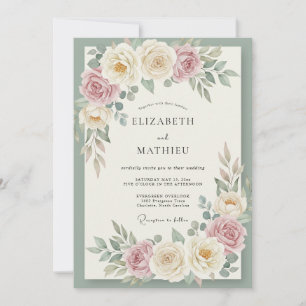 Cream Blush Blossom Wedding Invitation