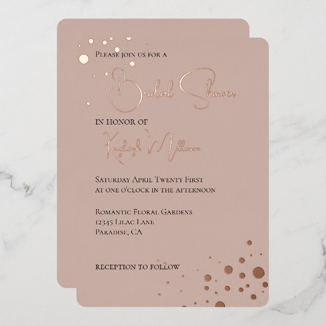 Cream Blush Diamonds Confetti Dots Bridal Shower (Front/Back)