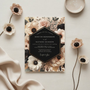 Cream Blush Floral Romance Wedding Invitation