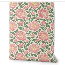 Cream, Blush Pink and Sage Chintz Peony Floral